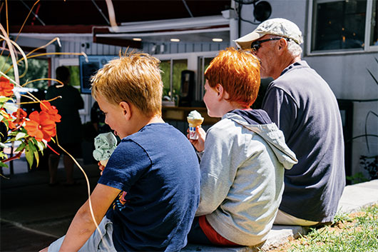 Kids enjoying fresh ice cream